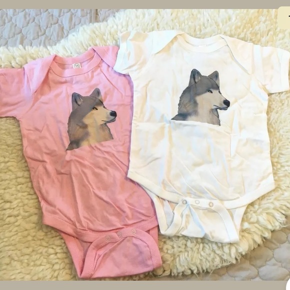 Pair of Wolf Onesies Sz 18M - Picture 1 of 5
